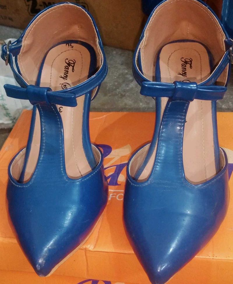 Blue Bow Ballerinas