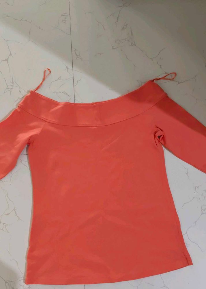 Coral Off-Shoulder Top