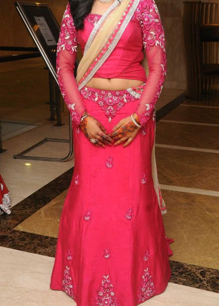 Elegant Pink Fish Cut Lehenga Choli