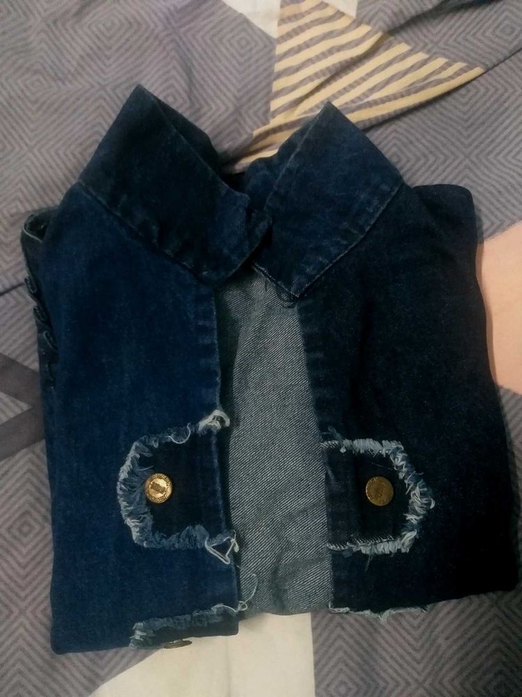Distressed Denim Cropped Jacket