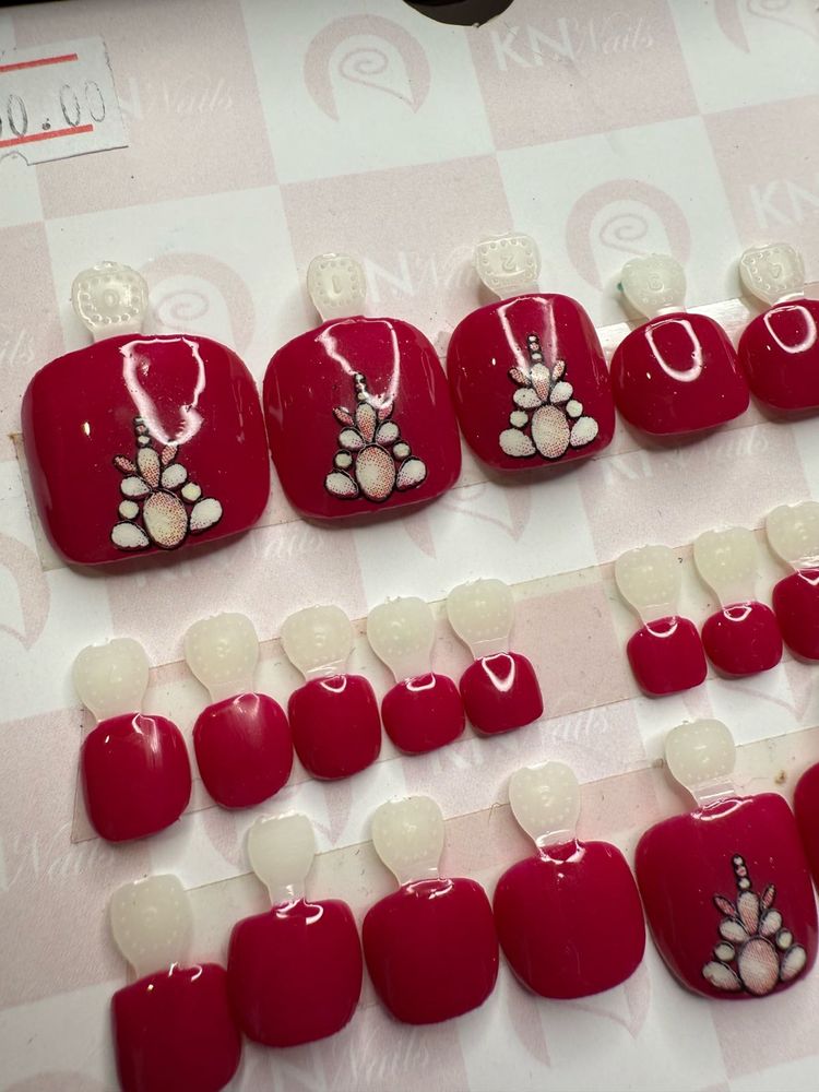 (Sale) Hot Pink Press On Nails Toes- Legs