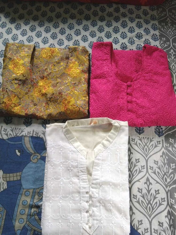Elegant Office Girly Kurti&#39;s( With Jeans)- 3 Set