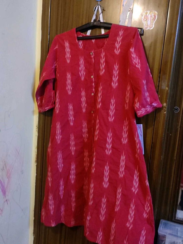 Reddish Pink Button-Down Kurti