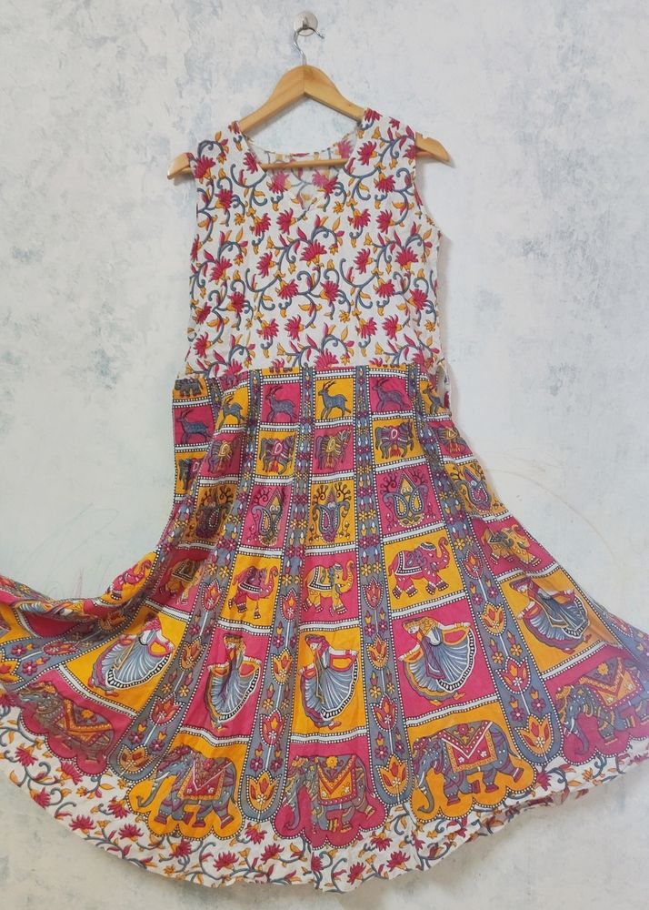 Jaipuri Barmeri Prints Gown/Dress