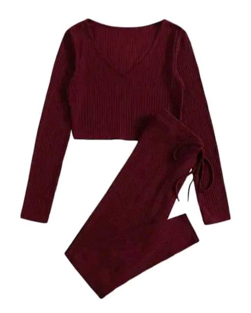 Burgundy Knit Lounge Set