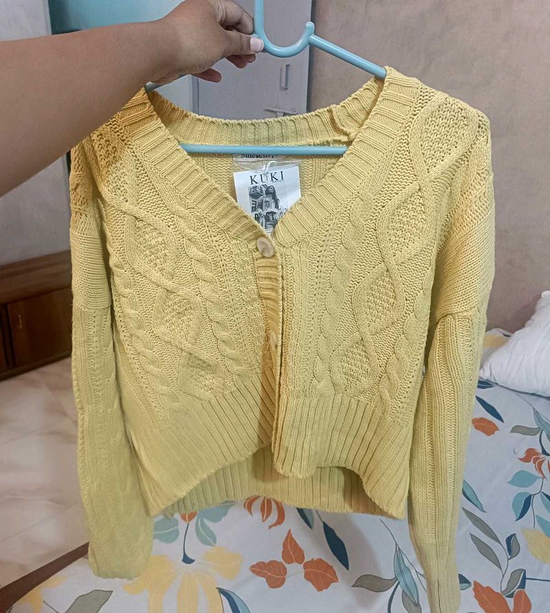 Yellow Knit Cardigan