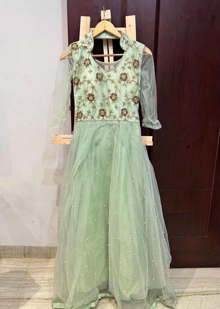 Mint Green Net Gown