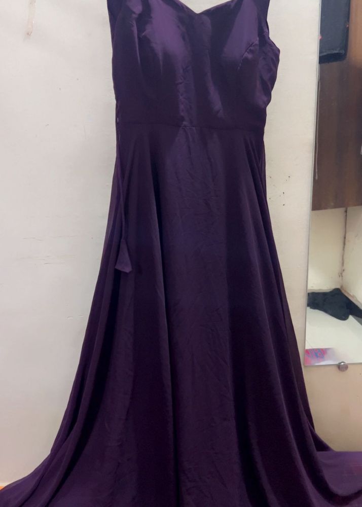 new burgundy anarkali gown