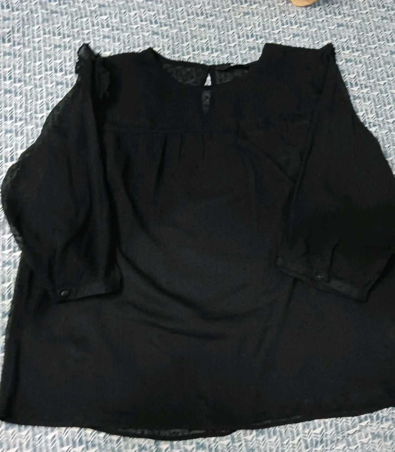 Black  Dobby Sheer Top