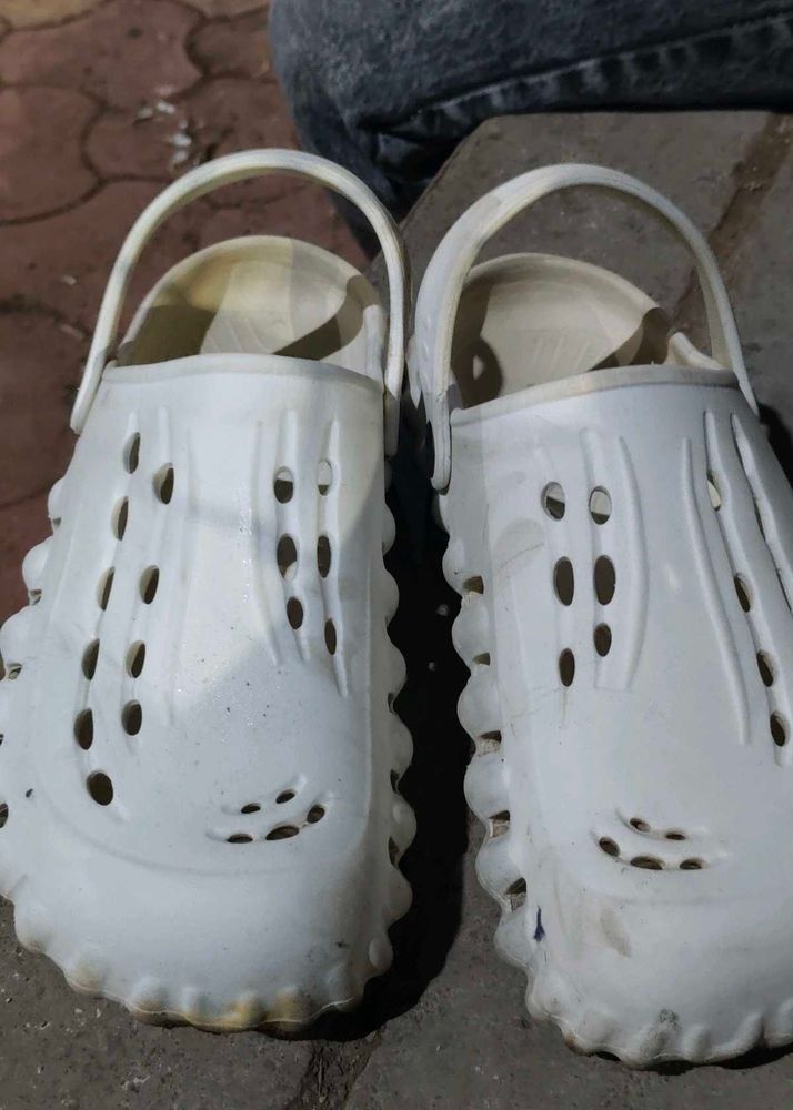 White Chunky Platform Crocs