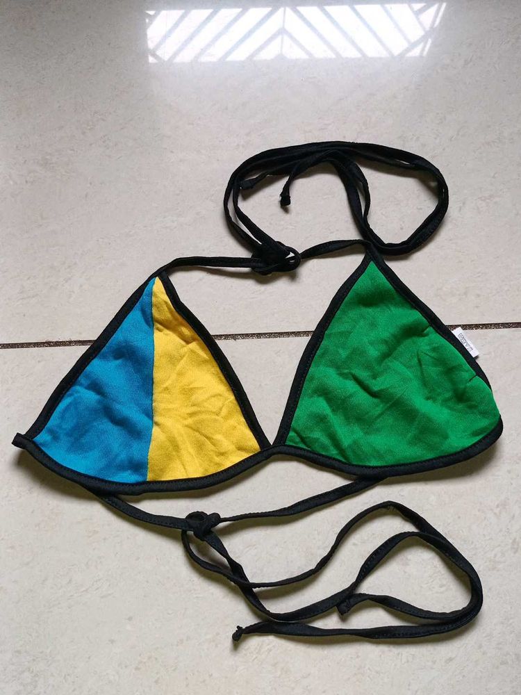 Color Block Triangle Bikini Top