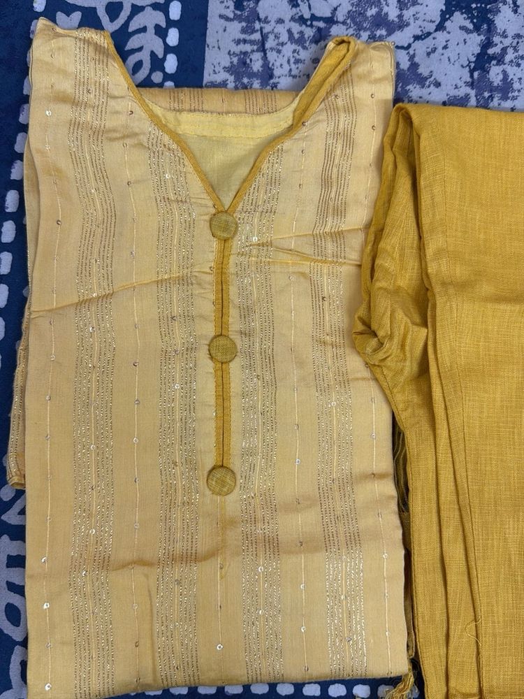 Vibrant Yellow Zari Suit