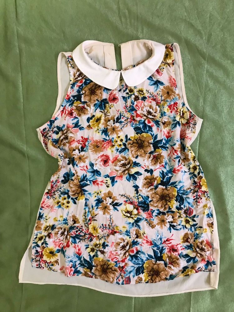 Cute Floral Sleeveless Top Bust 34