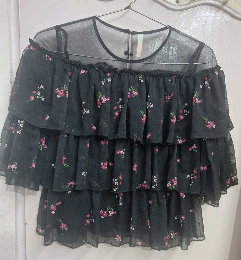 Floral Ruffle Layered Top