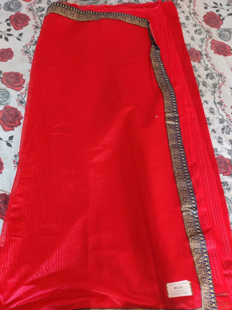 New Red Sinthetic Saree