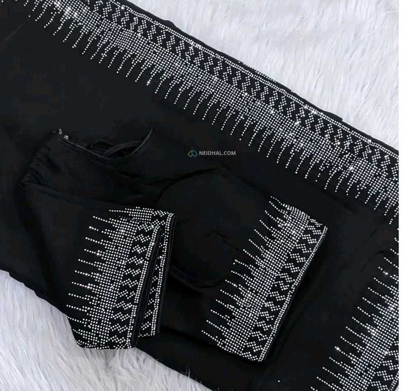 Elegant Black Embellished Saree