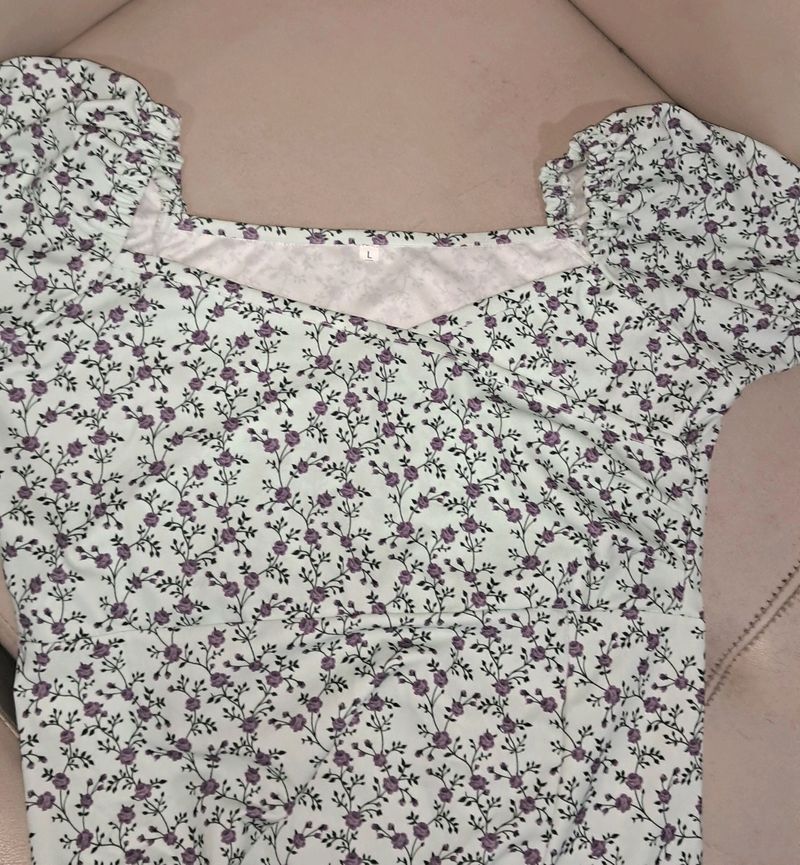 Floral Printed Puff hand Dress