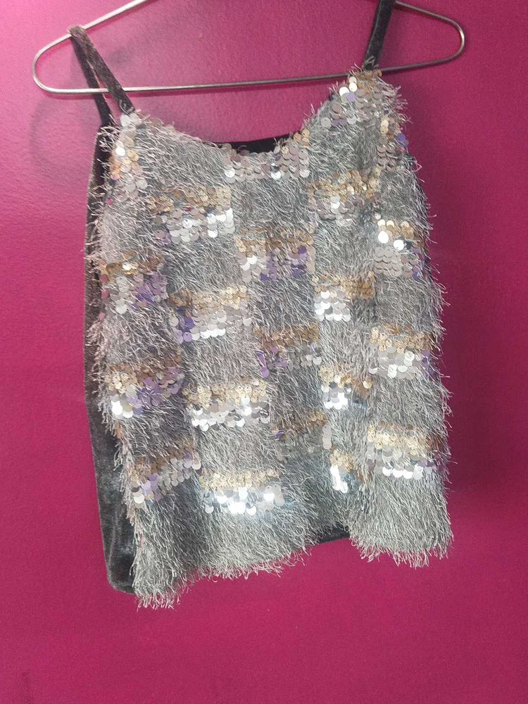 Sequin Fringe Cami Top