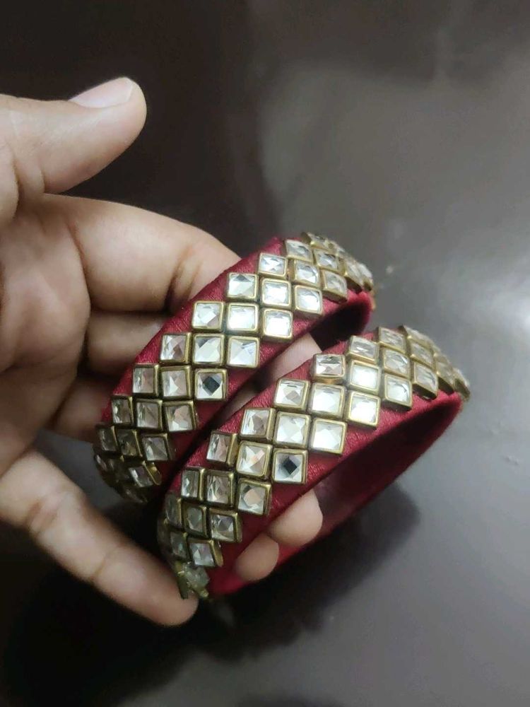 Red &amp; Stone Bangle Set