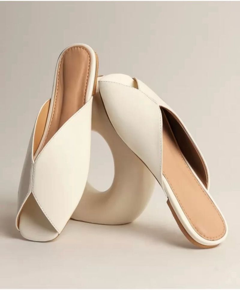 Elegant White Mule Slides