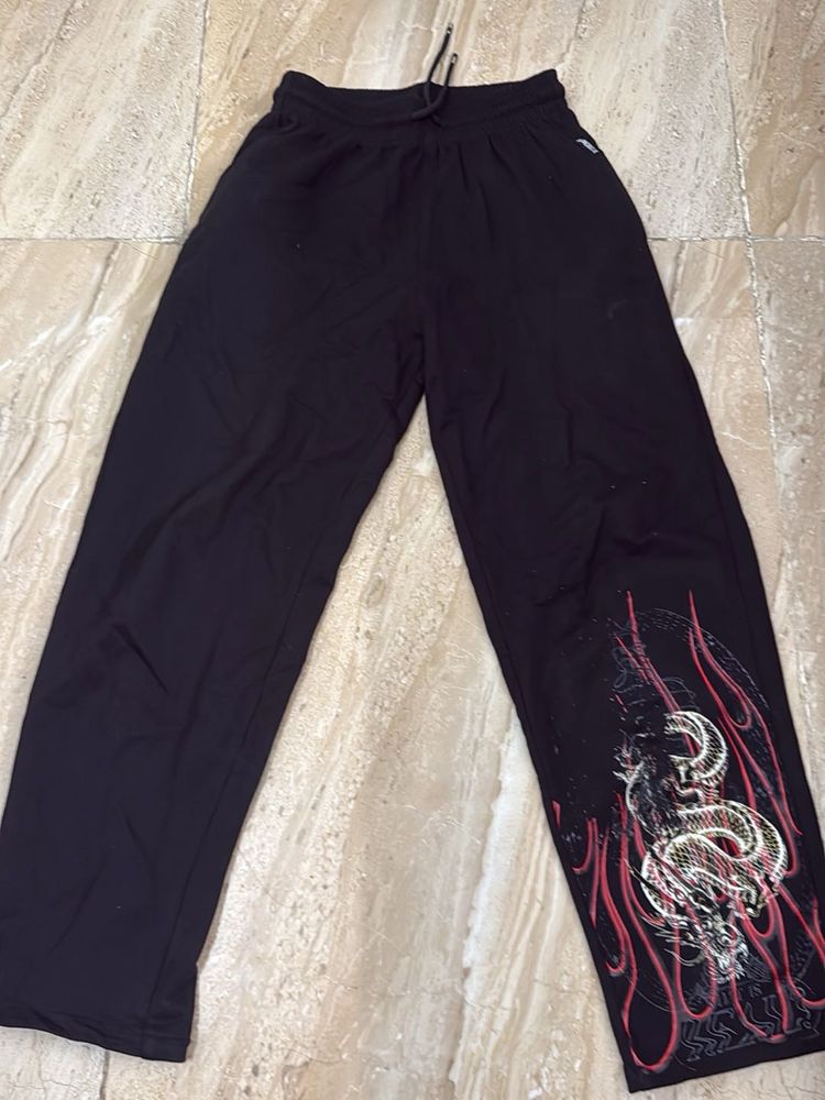 Black Graphic Print Sweatpants