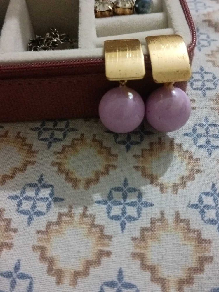 Vintage Gold &amp; Purple Orb Earrings