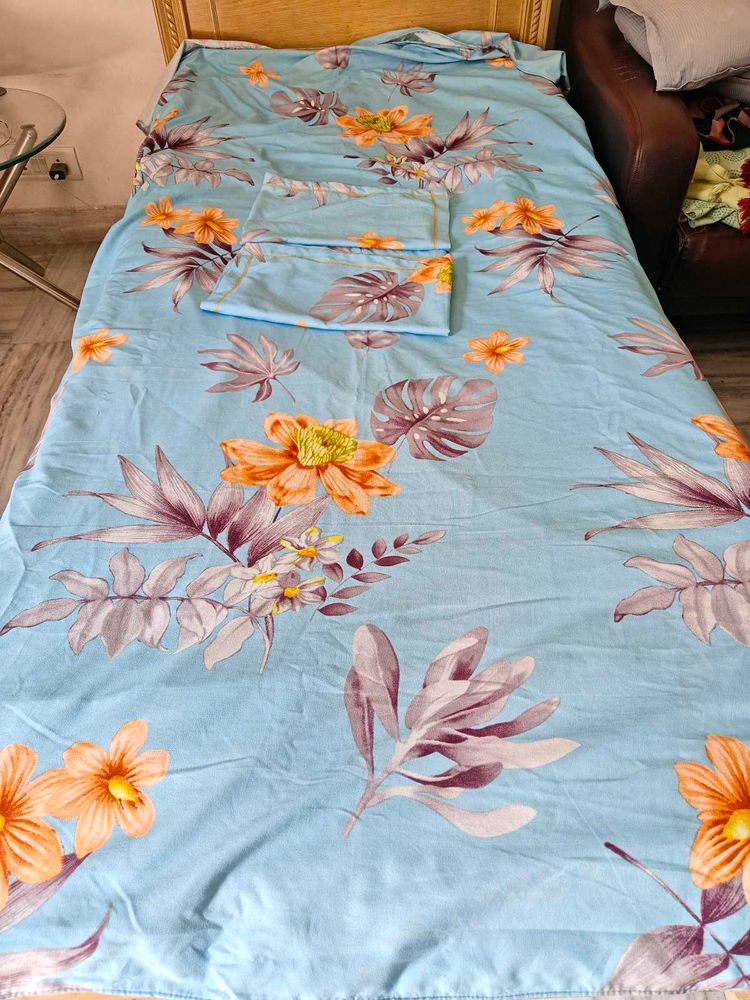 Light Blue Floral Bedsheet