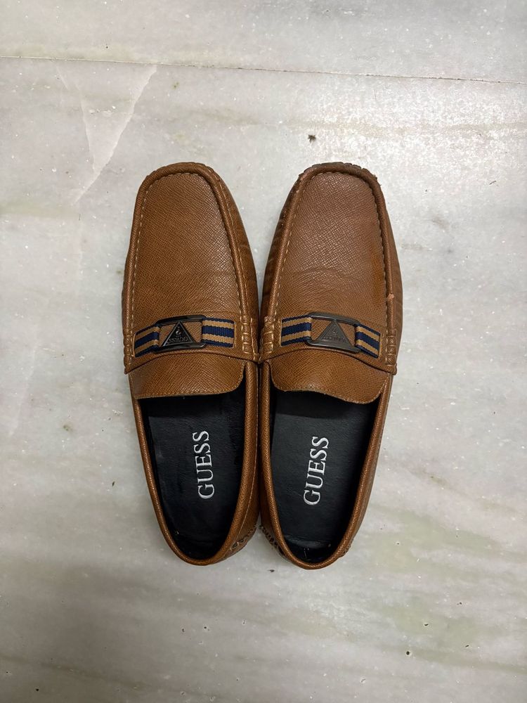 Guess Brown Leather Loafers