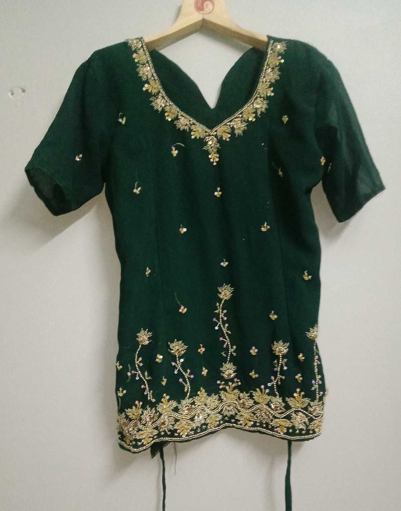 Embroidered Green Blouse