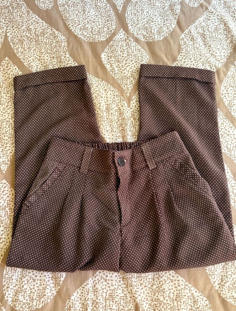 Brown Polka Dot Capris pants