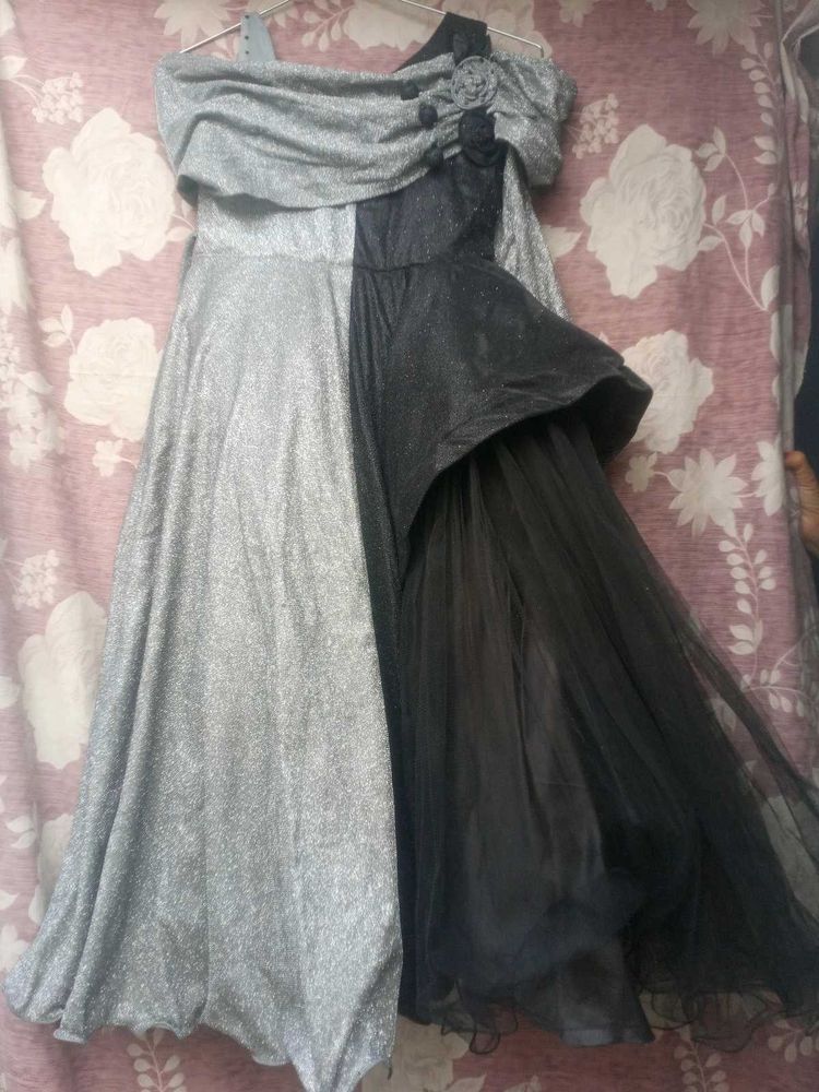 Silver and Black Prom Dress