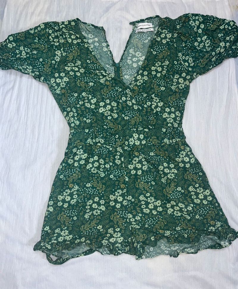 Floral Green Romper