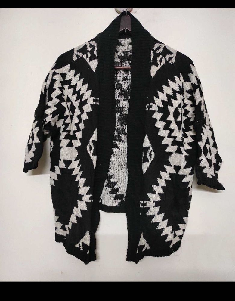 Tribal Print Open Front Cardigan