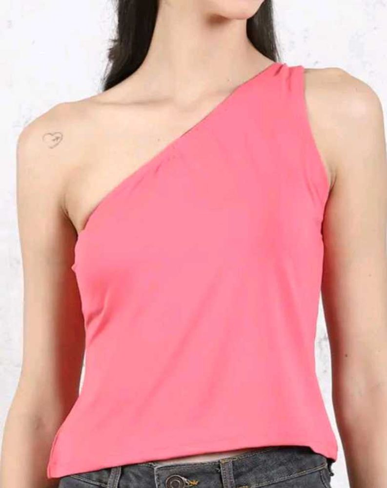 Shein One Shoulder Straight Hem Short Top