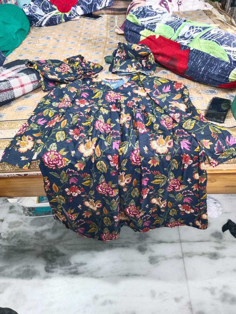 Floral Print Kurta Set with Dupatta