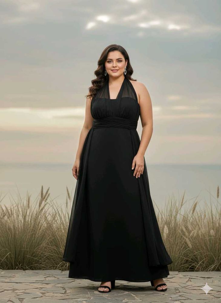 Elegant Black Halter Maxi Dress