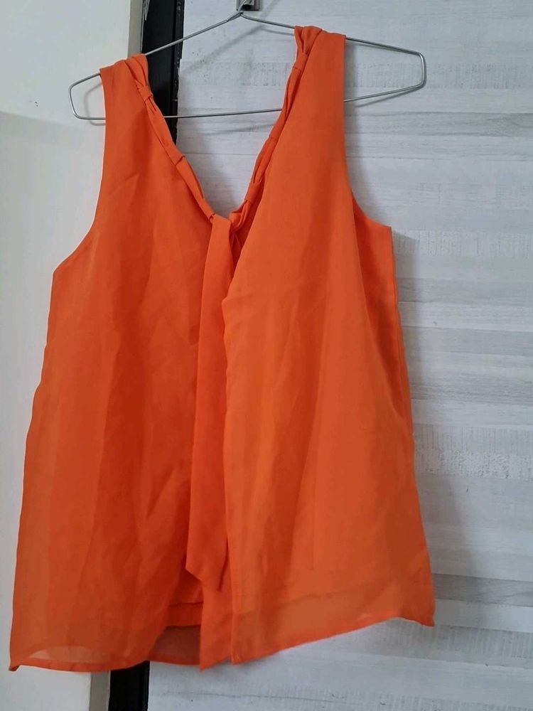 Benetton - Orange Tie-Back Tank Top