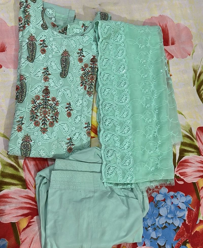 Mint Embroidered Salwar Kameez Set