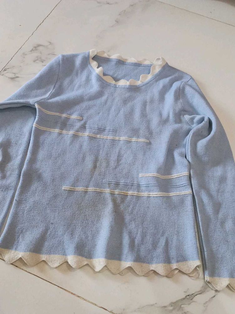 Cute Blue Long Sleeve Top