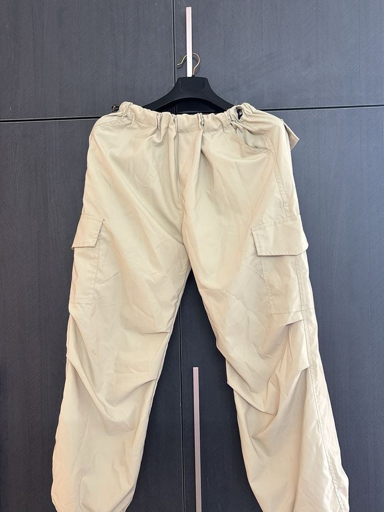 Beige Parachute Pants