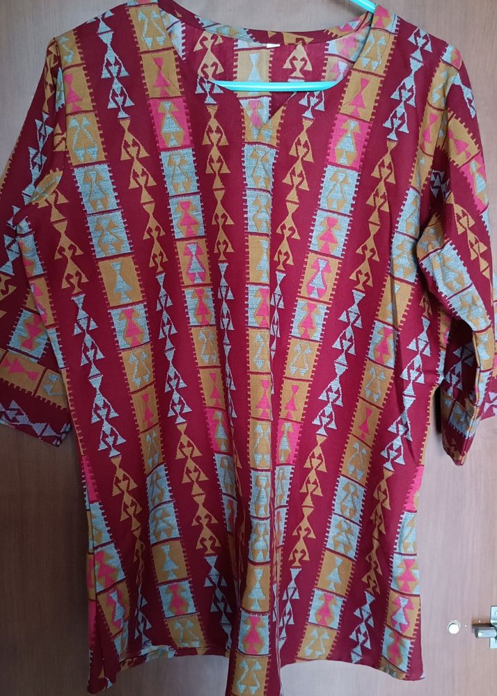 Printed Cotton Short Kurti (XL)