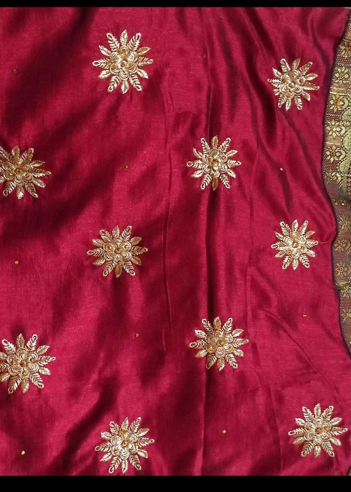 Party Wear Maroon Saree