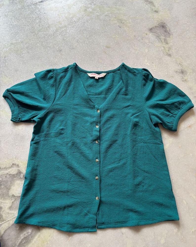 Green Button-Up Top