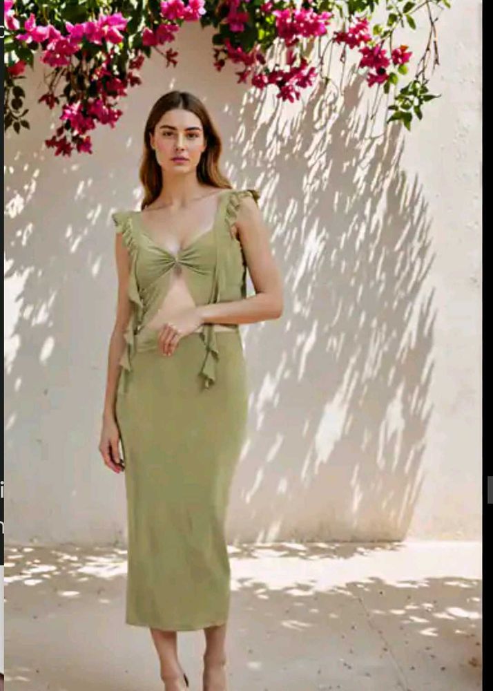 Trendy Green Two-Piece Dress