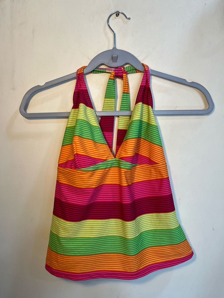 Y2K Striped Halter  Top