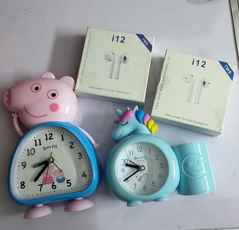 Kids&#39; Alarm Clock &amp; i12 Wireless Earbuds