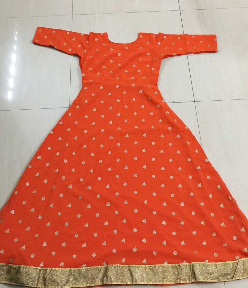 Orange Buta Work Gown