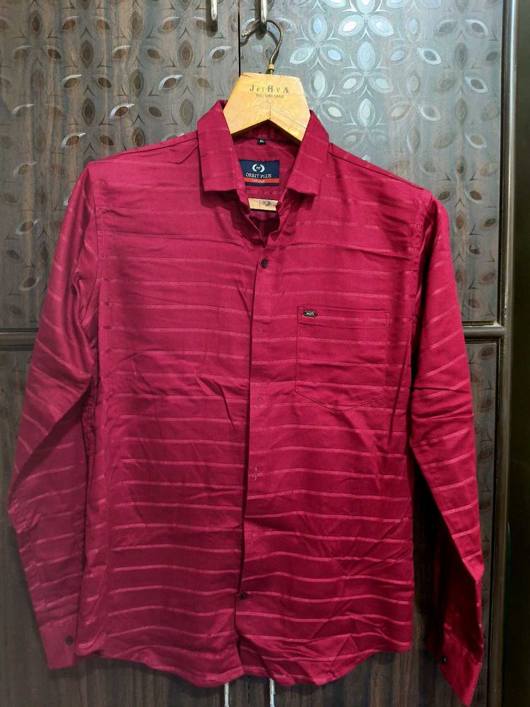 Maroon Striped Casual Shirt