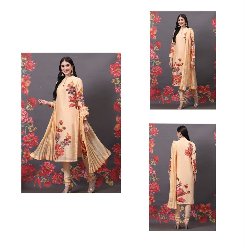 ROHIT BAL PEACH COTTON SILK SUIT SET