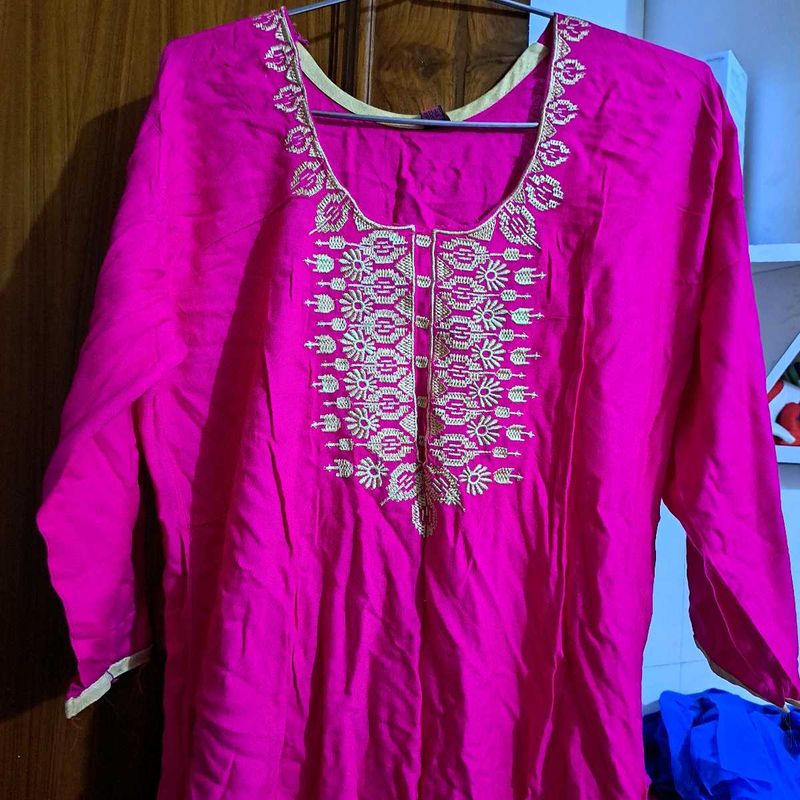 Pink Embroidered Kurta